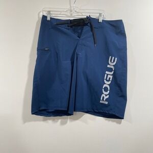 Rogue Fitness Mens Training Shorts Navy Blue Logo CrossFit Workout Size 32